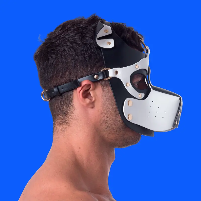 Capucha Pup Play 665 Leather, hocico desmontable | Dark-Ink