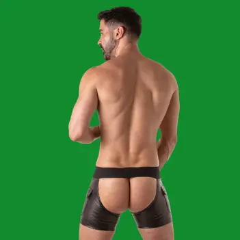 Locker Gear Rub It Short Chaps, 6 cm waistband, D-rings | Dark-Ink