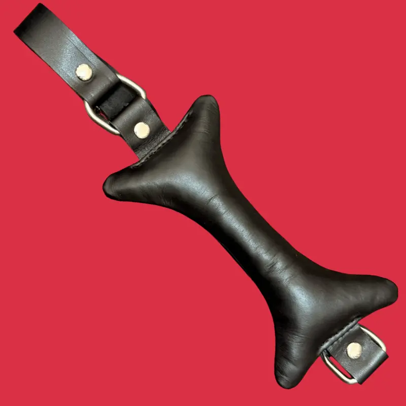 DARKLINE Doggy Bone Leather Gag, genuine cowhide puppy | Dark-Ink