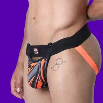 CB13 Kennel Club Lightning jockstrap, D-rings snap-off | Dark-Ink