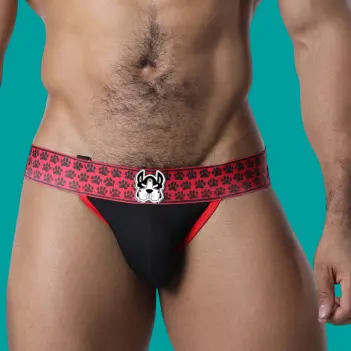 Jockstrap CB13 Muzzle Up, anillas arnés en cintura pup | Dark-Ink