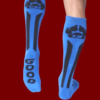 Calcetines hasta la rodilla Muzzle Up CB13, huella pup play | Dark-Ink
