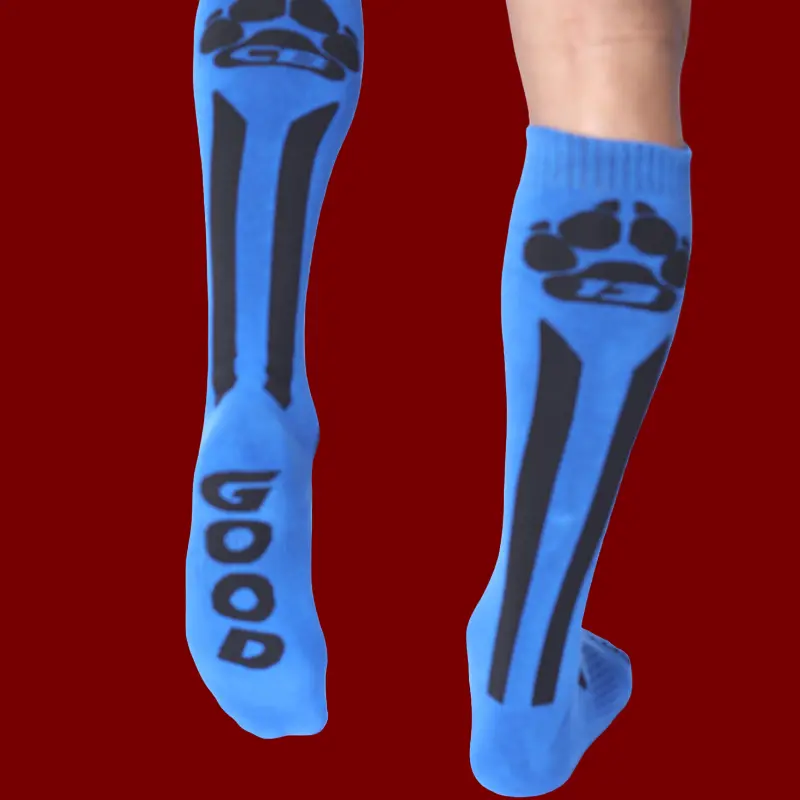 CB13 Muzzle Up knee high socks, dog paw back print | Dark-Ink