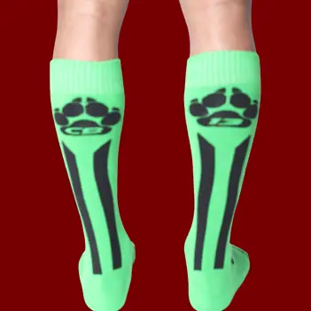 CB13 Muzzle Up knee high socks, dog paw back print | Dark-Ink