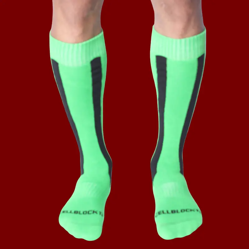 CB13 Muzzle Up knee high socks, dog paw back print | Dark-Ink