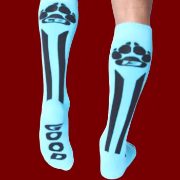 CB13 Muzzle Up knee high socks, dog paw back print | Dark-Ink