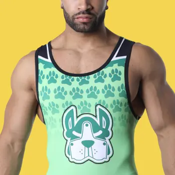 Singlet fetish Muzzle Up CB13, paneles y cremallera | Dark-Ink