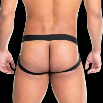 GIGO Skin Jockstrap, Black Mesh, See-Through Pouch | Dark-Ink