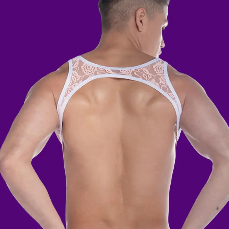 Arnés GIGO Picot Pink, encaje polyester-spandex | Dark-Ink