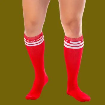 GIGO Fußballsocken Rot, Soccer-Schnitt im Fetish-Look | Dark-Ink