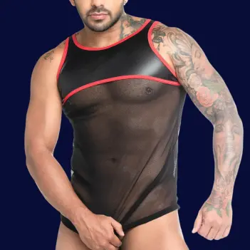 Camiseta sin mangas fetish GIGO Fetiche, tejido texturado | Dark-Ink