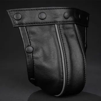Bolsa cuero con ribete Mr S Leather, tres bases | Dark-Ink