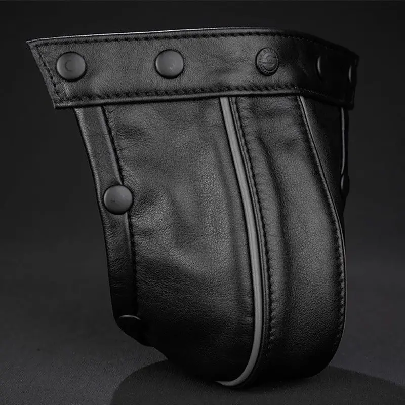 Bolsa cuero con ribete Mr S Leather, tres bases | Dark-Ink
