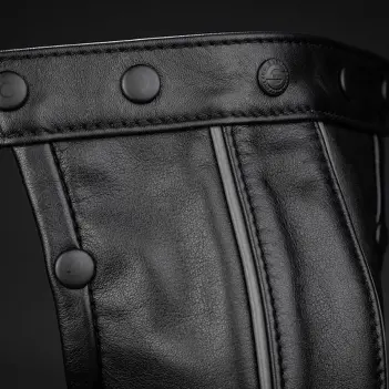 Bolsa cuero con ribete Mr S Leather, tres bases | Dark-Ink