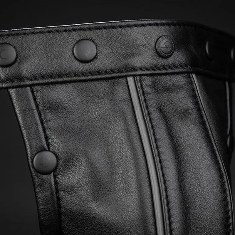 Bolsa cuero con ribete Mr S Leather, tres bases | Dark-Ink