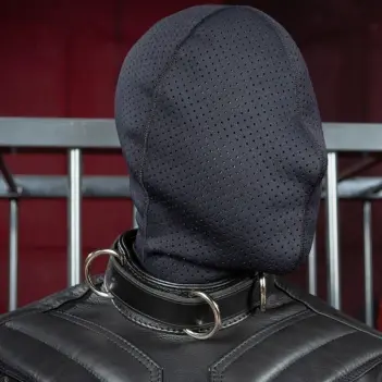 Cagoule néoprène Mr S Leather Anonymous Hood, zip dos | Dark-Ink
