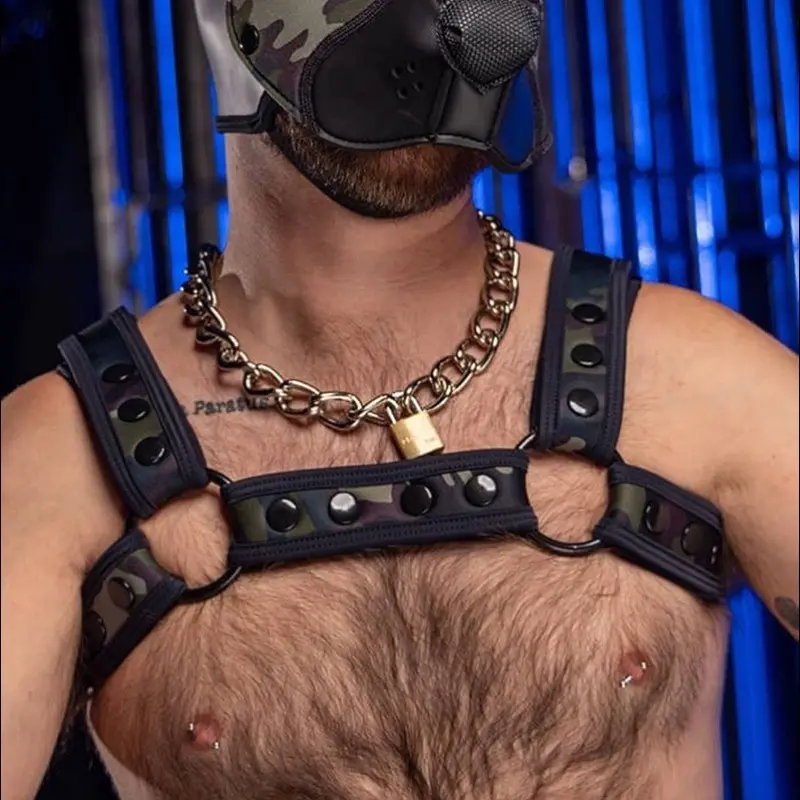 Mr S Leather Neo bold color bulldog harness Camo