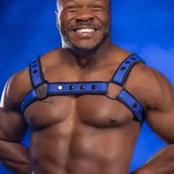 Harnais Bulldog Royal Blue Mr S Leather, néoprène mat | Dark-Ink