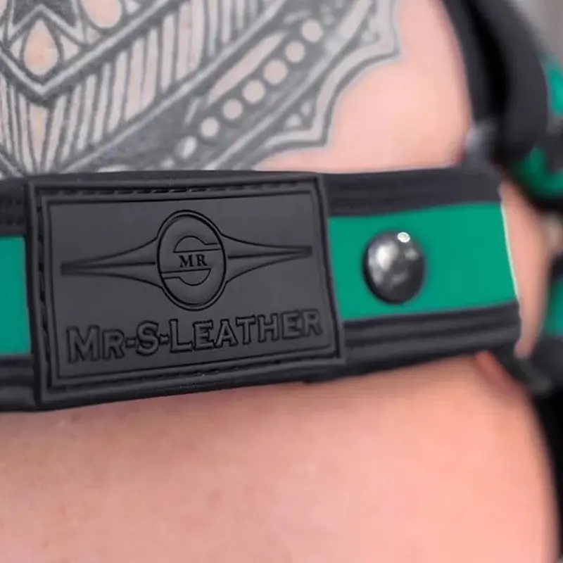 Harnais Bulldog Hunter néoprène Mr S Leather, vert tactique | Dark-Ink
