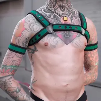 Arnés Bulldog neopreno Hunter Mr S Leather, verde táctico | Dark-Ink