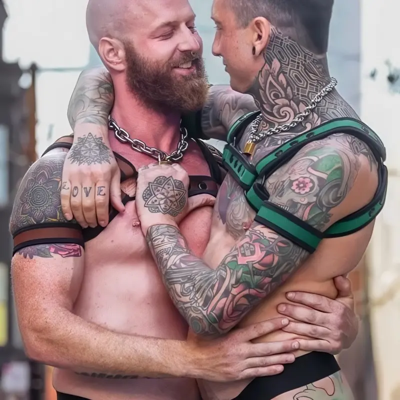 Harnais Bulldog Hunter néoprène Mr S Leather, vert tactique | Dark-Ink