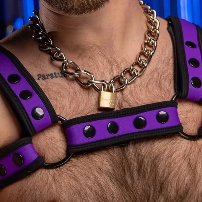 Neopren Harness Bulldog Bold Color Lila Mr S Leather | Dark-Ink