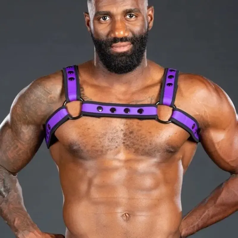 Neopren Harness Bulldog Bold Color Lila Mr S Leather | Dark-Ink