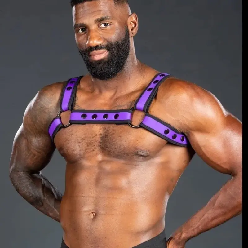 Neopren Harness Bulldog Bold Color Lila Mr S Leather | Dark-Ink