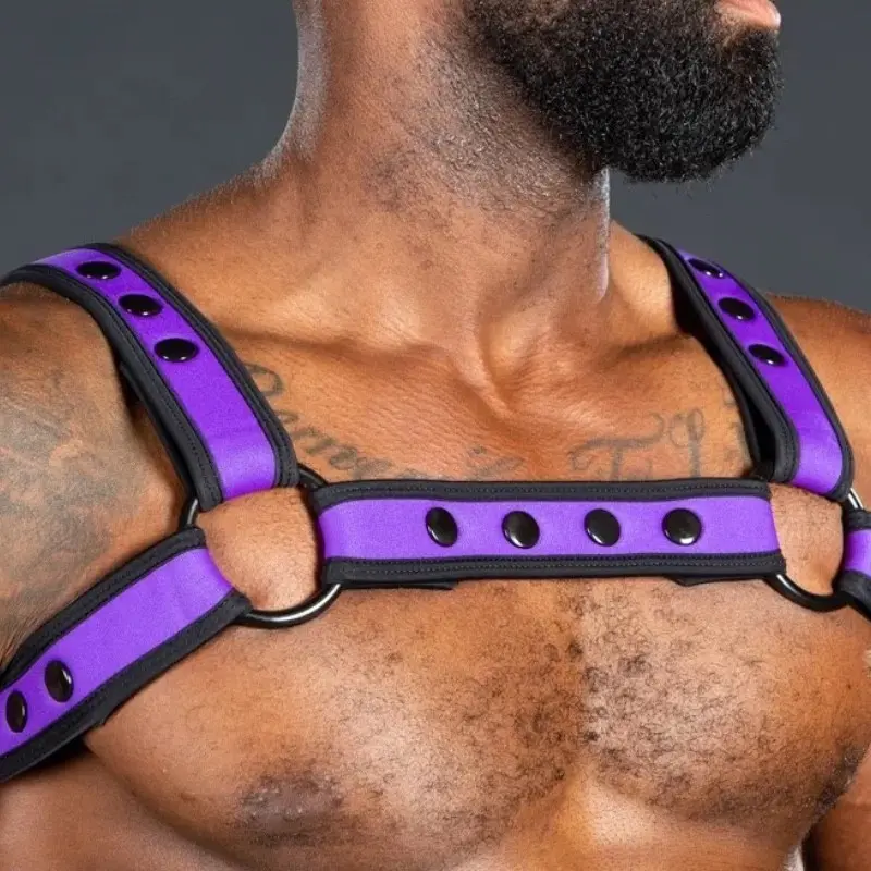 Neopren Harness Bulldog Bold Color Lila Mr S Leather | Dark-Ink