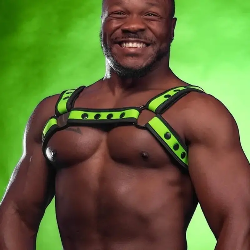 Neopren Harness Bulldog Bold Color Lime Mr S Leather | Dark-Ink