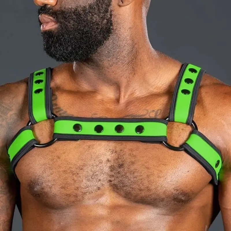 Harnais néoprène Bulldog Bold Color Lime Mr S Leather | Dark-Ink
