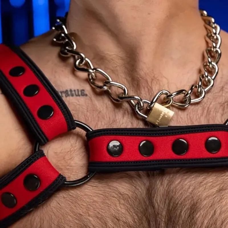 Neopren Harness Bulldog Rot Mr S Leather, matt 3,8 cm | Dark-Ink