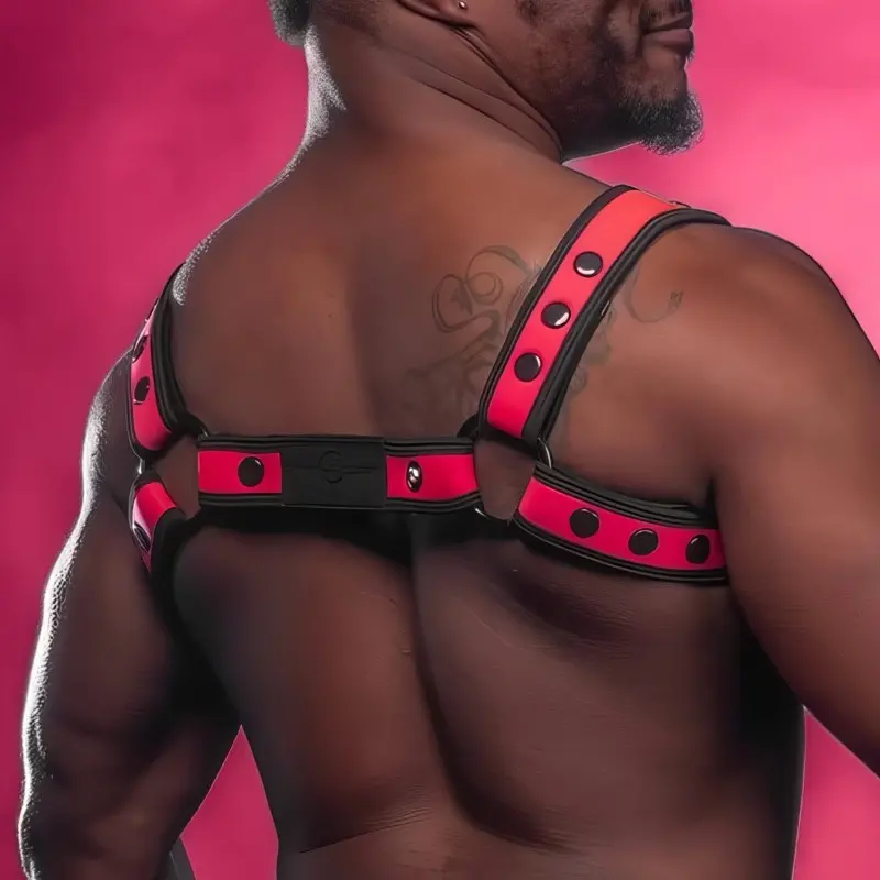 Neopren Harness Bulldog Pink Mr S Leather, Druckknöpfe | Dark-Ink