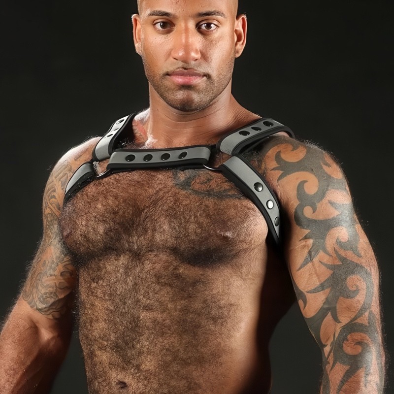 Mr S Leather Neo Bold Color Bulldog Harness Grey
