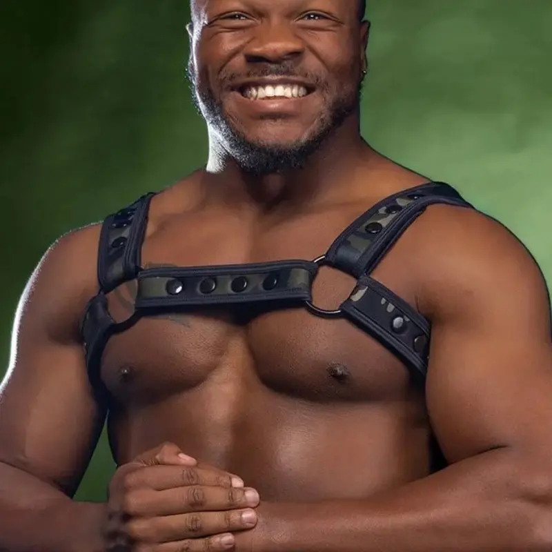 Mr S Leather Neo bold color bulldog harness Camo