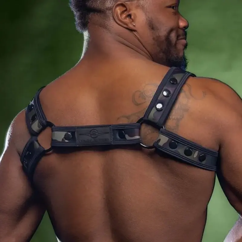 Mr S Leather Neo bold color bulldog harness Camo