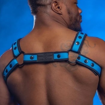 Mr S Leather Neo bold bulldog harness Aqua Blue