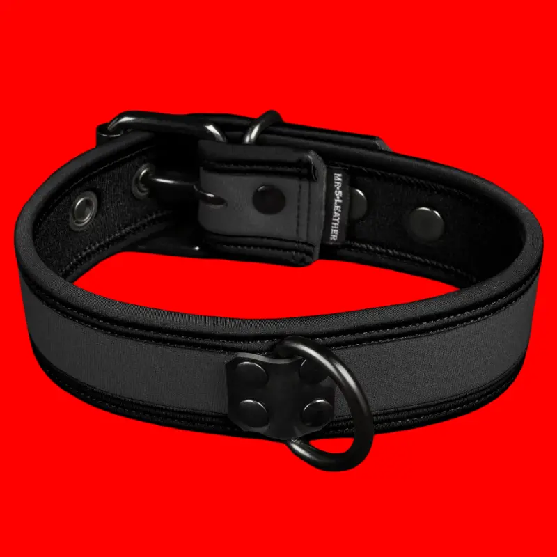 Collier puppy play Mr. S Leather Neo Bold, 14 couleurs | Dark-Ink