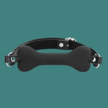 Mordaza bone gag OUCH! silicona sin ftalatos, correas cuero | Dark-Ink