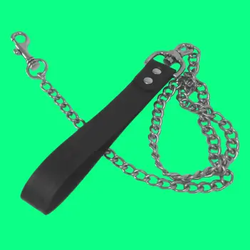 BRUTUS Leather and Chain Dog Leash for Puppy Play | Dark-Ink