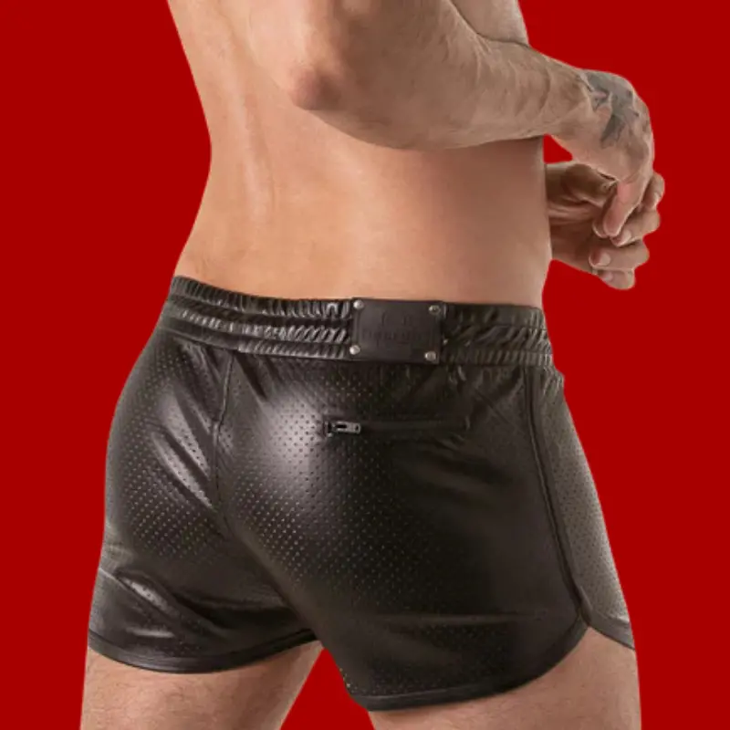 Locker Gear Rub It Running Shorts, perforated leatherette | Dark-Ink