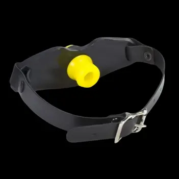 Oxballs Guard Gag, swappable silicone insert, leather | Dark-Ink