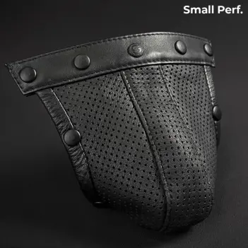 Leder Jockstrap-Pouch Mr S Leather, perforiert, Druckknopf | Dark-Ink