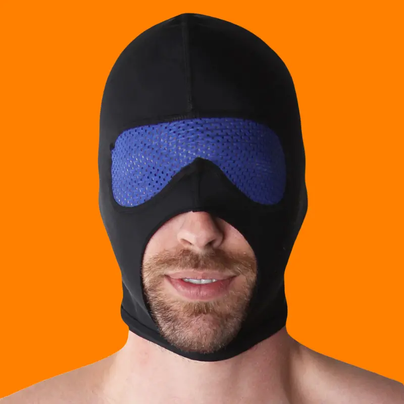 Capucha fetish Gambit CB13, panel de malla ocular | Dark-Ink