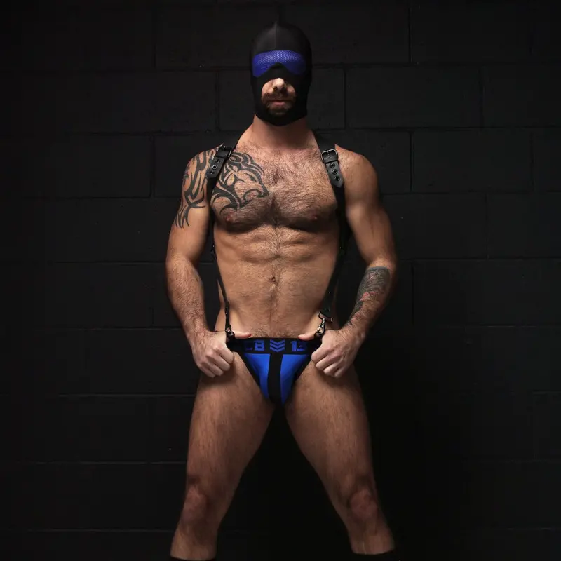 Capucha fetish Gambit CB13, panel de malla ocular | Dark-Ink