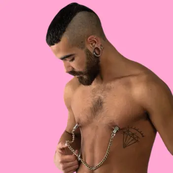 Nipple Clamps Mister B Basic with Chain, soft insert | Dark-Ink