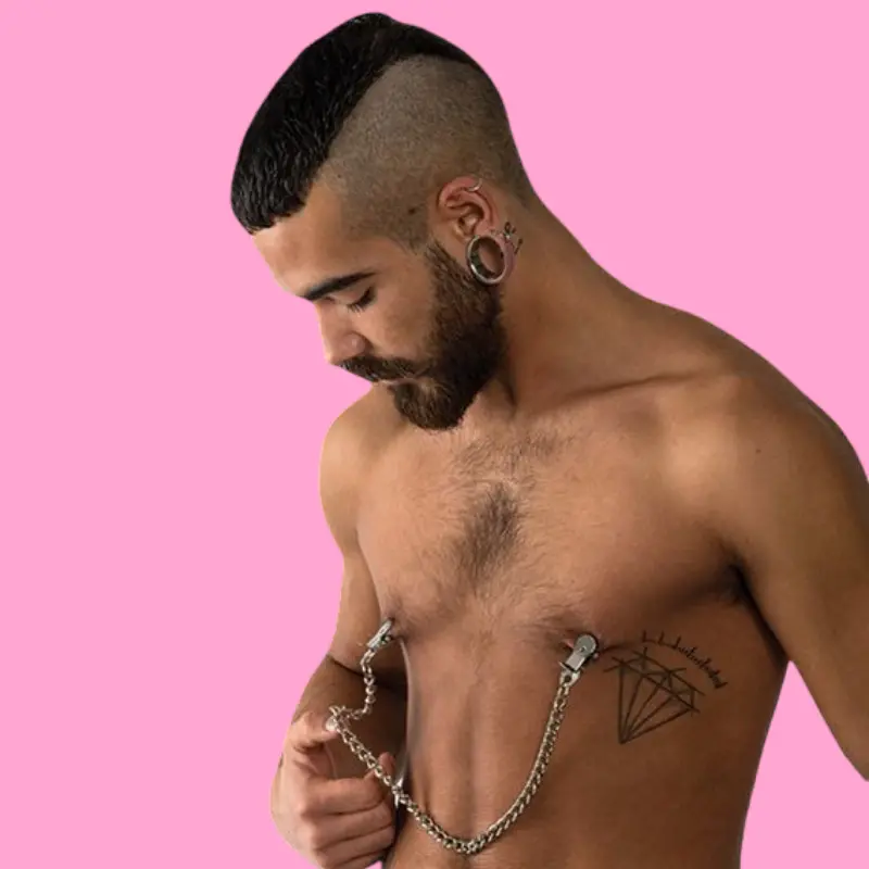 Nippelklemmen Basic Mister B mit Kette, weicher Einsatz | Dark-Ink