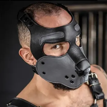 Puppy Muzzle Bone Hound Mr S Leather, offenes Leder Grau | Dark-Ink