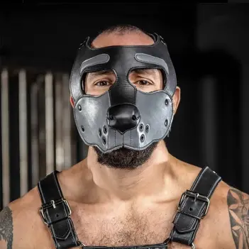 Puppy Muzzle Bone Hound Mr S Leather, offenes Leder Grau | Dark-Ink