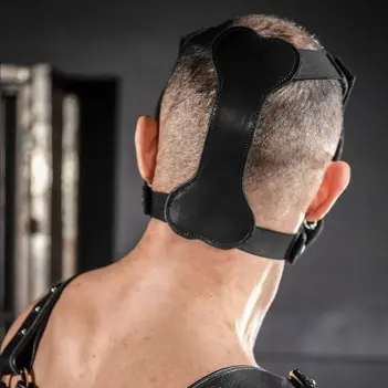 Puppy Muzzle Bone Hound Mr S Leather, offenes Leder Grau | Dark-Ink